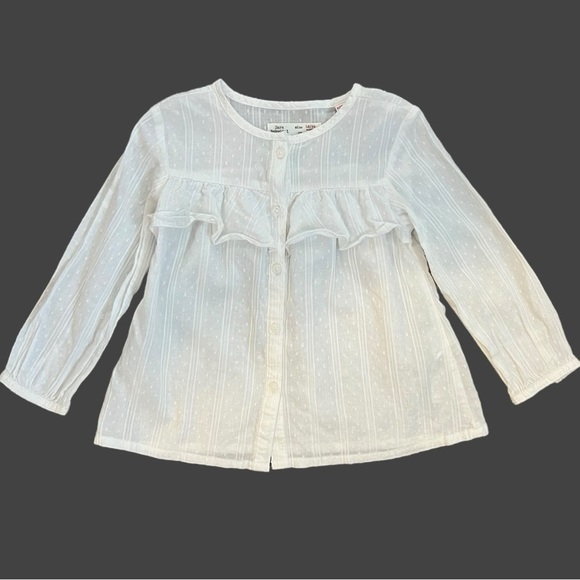 ZARA Baby Girl White Top 18-24 Months Swiss Dot Blouse Shirt Long Sleeves - Picture 1 of 5